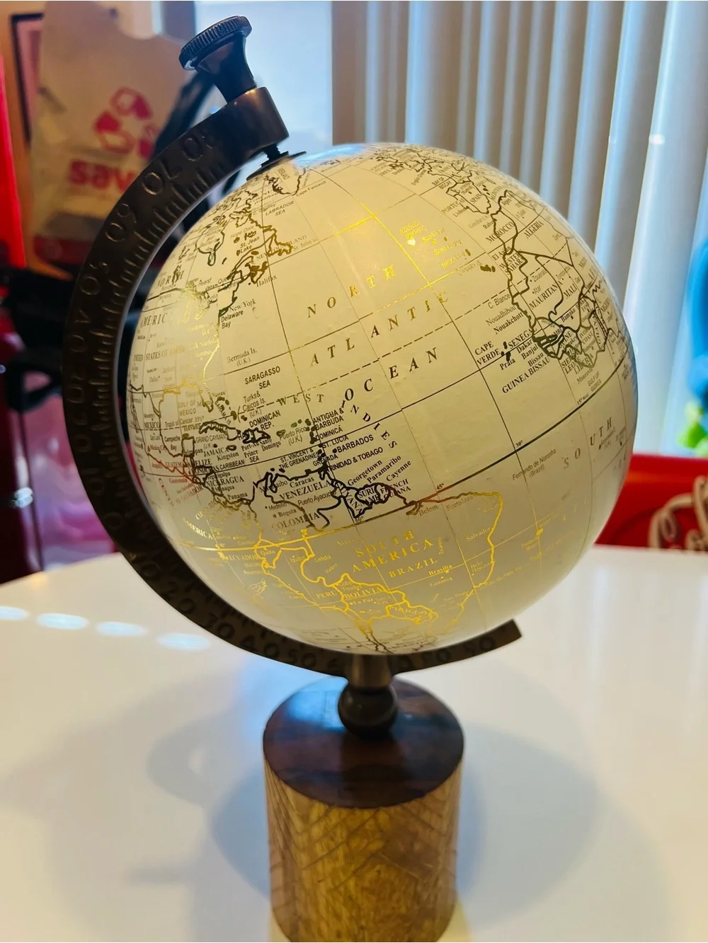 White and Gold Decorative Globe Accent for Wall Display